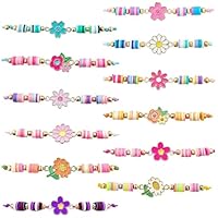 Sikweny 12 Pezzi Braccialetti Amicizia Braccialetti Bambini Braccialetto Tessuti Bambina Dell'amicizia Colorati Farfalla Intrecciati Fiori Intrecciato per Festa Compleanno Regalo Gioielli Ragazza