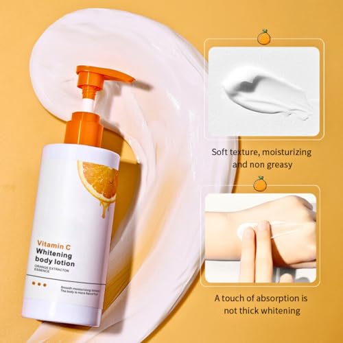 Vitamin C Brightening Body Lotion, Large-capacity Vitamin C Body Lotion, Vitamin C Body Cream, Body Moisturiser for Dry Skin, Nourishing Body Skin Care, Fast Absorbing, Non-Greasy, 250ml - Image 4
