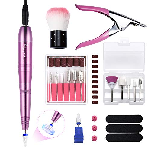 Electric Nail Drill Kit,Portable Efile Nail File Drill Pen Usb Upgraded Professional Nail File Set For Acrylic Nails Manicure Pedicure Nail Polishing Shape Tools+12pcs Nail Drill Bits For Home Salon