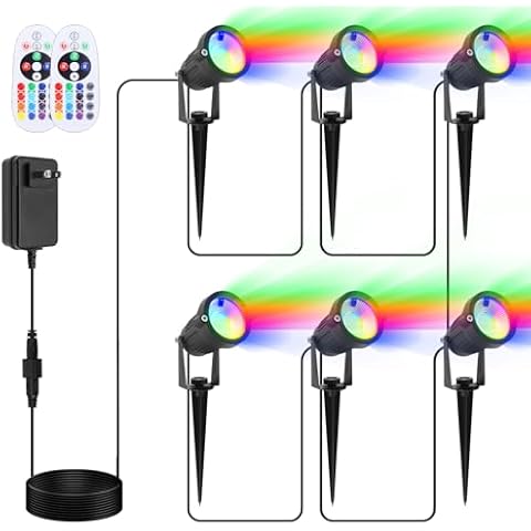 VOLISUN Christmas Spotlights Low Voltage Landscape ligths with Transformer Christmas Outdoor Uplights,16 Color Changing Waterproof Pathway Lights for House Indoors/Yard/Path/Garden(6Pack) Cover