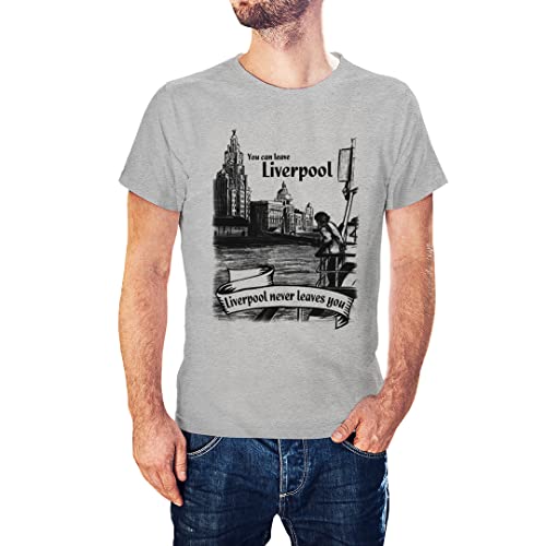 Postees You Can Leave Liverpool But Liverpool Never Leave You Printed Souvenir T-Shirt X-Large Heather Grey - Image 3