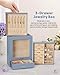 Homde Jewelry Organizer Girls Women Jewelry Box for Necklaces Rings Earrings Gift Bracelets Storage Case (Grey Blue + Gold)