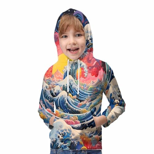 Sweatshirt pocket ocean 3D pour ado pull imprimé vagues