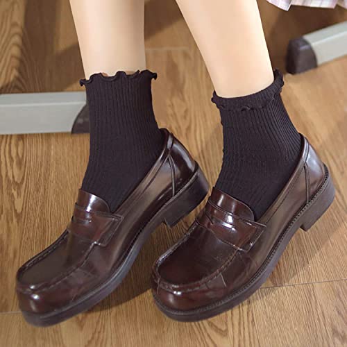 Image of Mcool Mary Womens Ruffle Socks, Cute Ankle Winter Warm Knit Cotton Frilly Sock 6 Pack