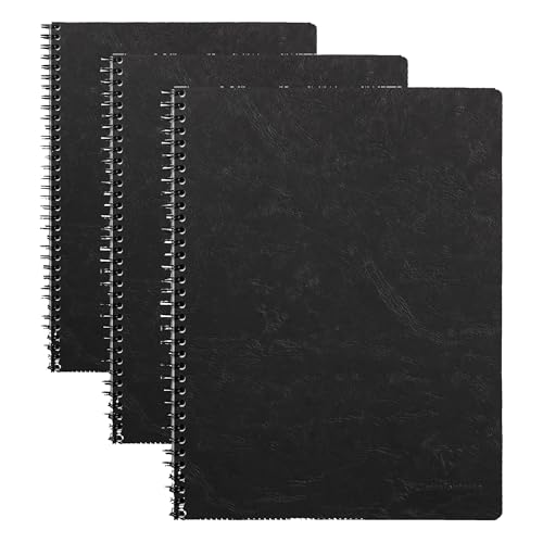 Cahier à spirale noir Clairefontaine Age Bag A4+ en papier 90g satiné au fini grain cuir