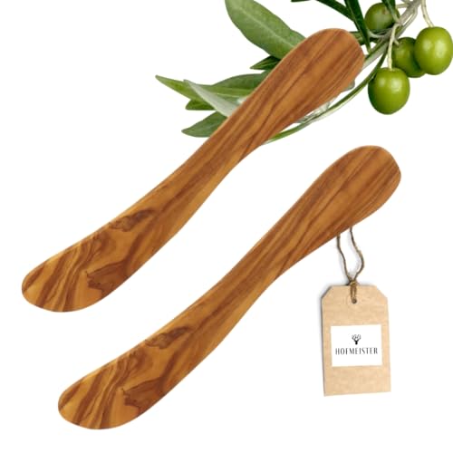 2x HOFMEISTER® Buttermesser, 2er Set aus Olivenholz, auffällige Maserung, Frühstücksmesser, robust, nachhaltig, einzigartig, ideal zum Streichen...