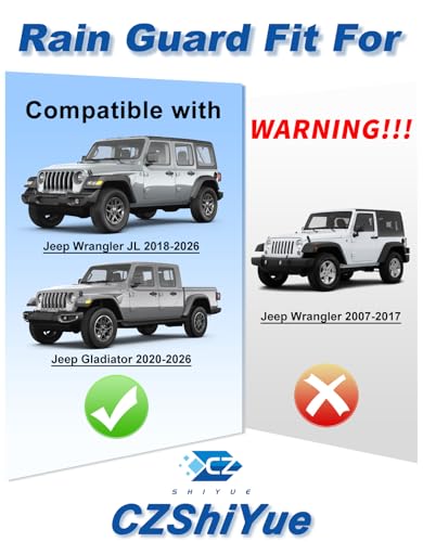 Image of 4-PCS Extra-Thick Rain Guards Fit for 2018-2026 Jeep Wrangler JL 4-Door Extra Durable Tape-on Window Rain Guard Window Deflectors Vent Shades Window Visor Vent Visors Exterior