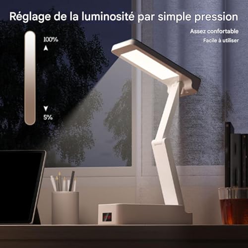 Lampe de bureau pour lecture nomade petite veilleuse de chevet avec horloge - 3