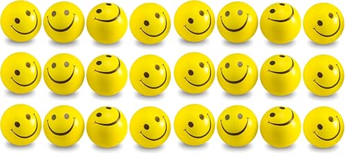 Image of GRAPHENE 12 Pcs Soft Squeeze Squishy Smiley Foam Sponge Ball Stress Relief Yellow Emoji Happy Smiley Face Printed Standard Size Toy Hand Exercise Balls Set for Kids Adults Light Weight Non Toxic Toy