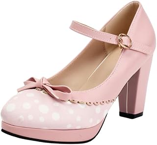 JKaur® Dot Lace Sandal for Women Thick Bottom Heeled Footwear Round Toe Sole | Pink - 38 Price In India