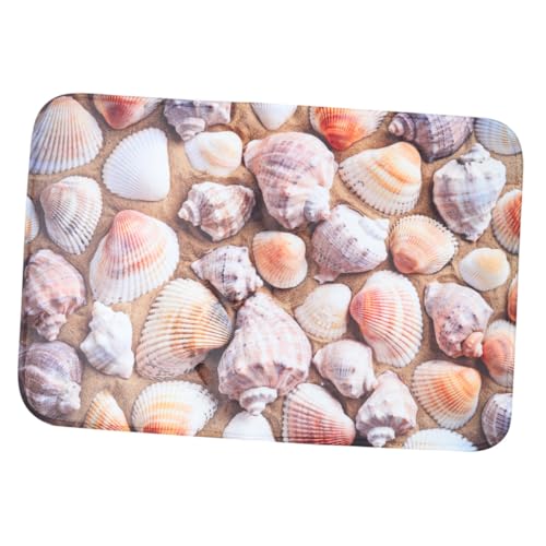 Yardenfun Alfombra Antideslizante de Franela con Diseño de Conchas Felpudo Absorbente para Baño Cocina y Dormitorio Lavable y Transpirable