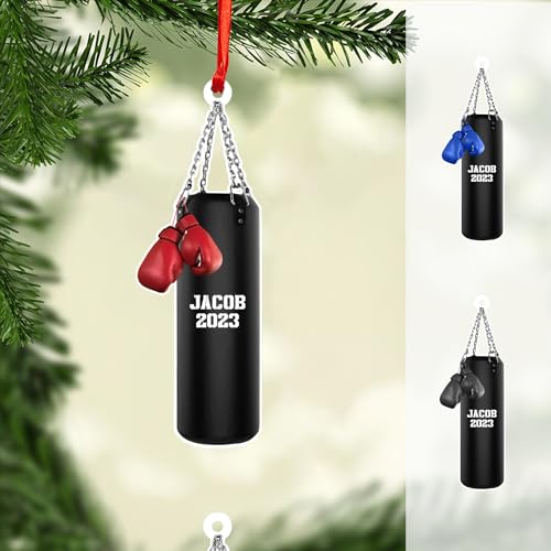 Tinoshop Personalized Boxing Gloves Christmas Light Ornament - Custom Kick Boxing Gift for Boxer Lovers (ON173)