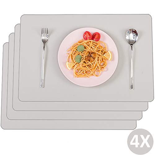cocoon-break Platzsets(4er Set),Tischset Leder/rutschfest platzdeckchen/Abwaschbar Platzset,Schmutzabweisend Platz-Matten für Zuhause Speisetisch, 45x30cm(Grau/Blau) (Grau)