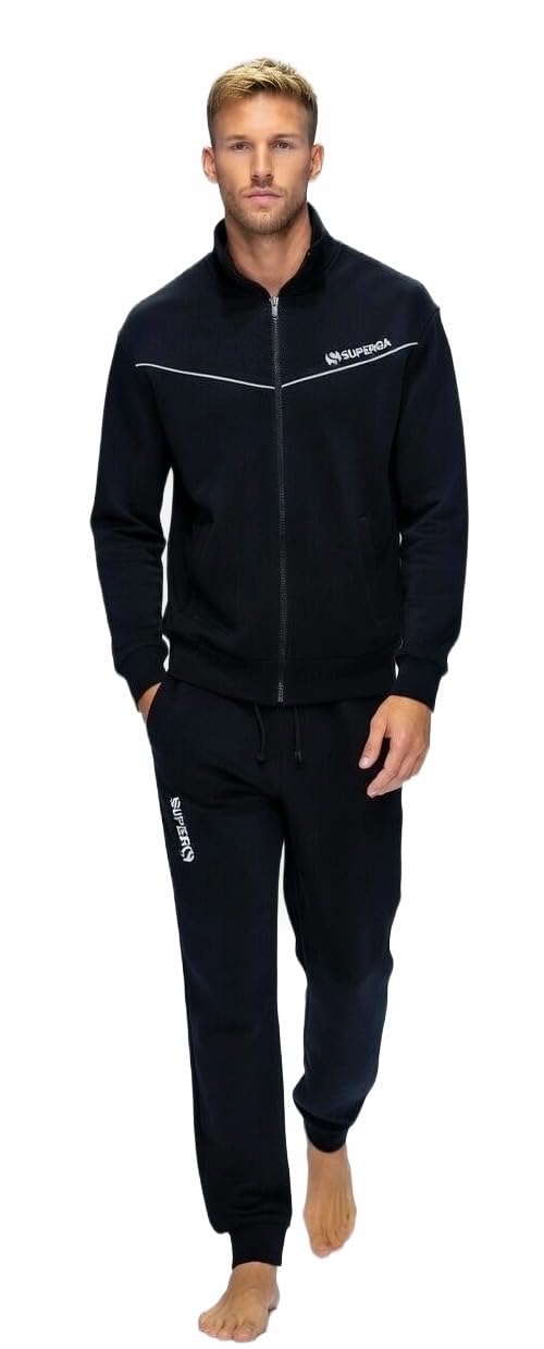 Superga Tuta Uomo Cotone Estiva - Tuta Uomo Completa in Felpa di Cotone Estiva - Sportiva