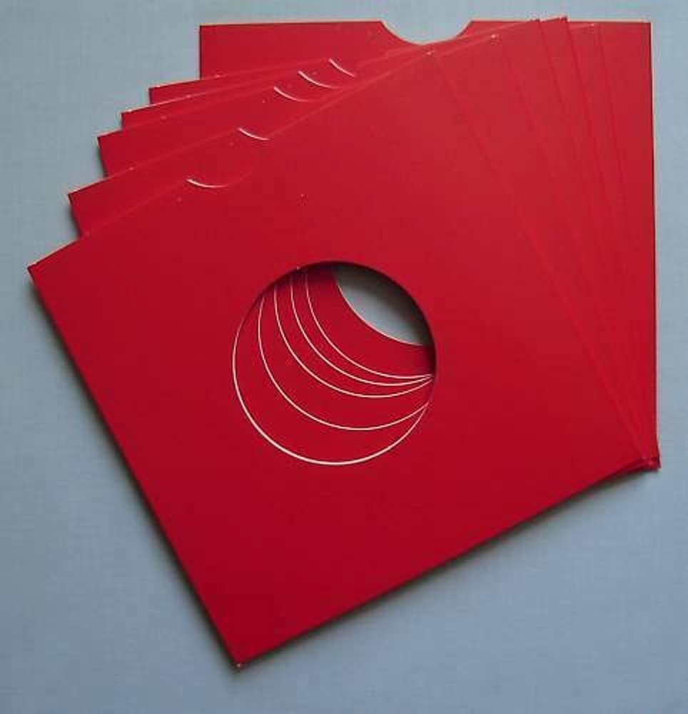 100 x 7" Record Vinyl Card Sleeves Red, White, Black, Blue (Red)