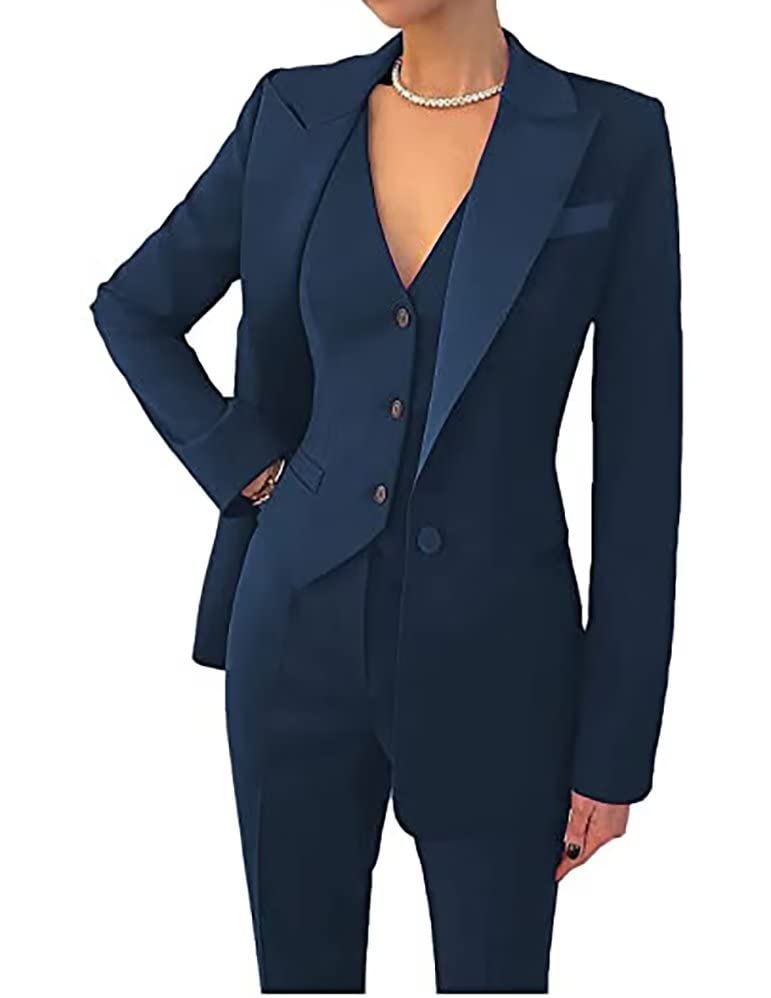 Business Women Suit Set 3 Pieces Notch Lapel Single Breasted Vest for Office Work Lady Suits (Blazer+Vest+Pants)4