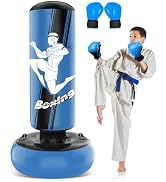 Sac De Frappe Autoportant 177,8 Cm – Pompe Intégrée Rechargeable, Gants Inclus – Pour MMA, Muay Thai, Fitness Adulte