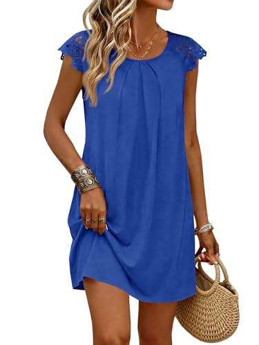 Image of Wenrine Womens Tshirt Nightgown Short Sleeve Soft Sleepwear Casual Sleep Dress with Pockets