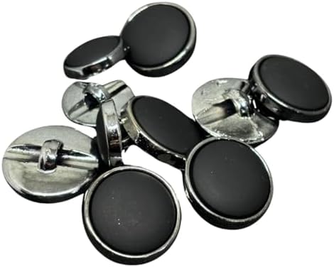 REENA 6-Piece Silver Round Dotted Alloy Metal Buttons - Sew-On Buttons For Coats, Jeans, Jackets, Crafts