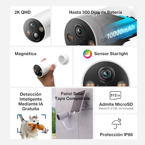 Miniatura 2 de Tapo C425(4-Pack)-Cámara vigilancia WiFi Exterior,2KQHD,300 Días de Batería