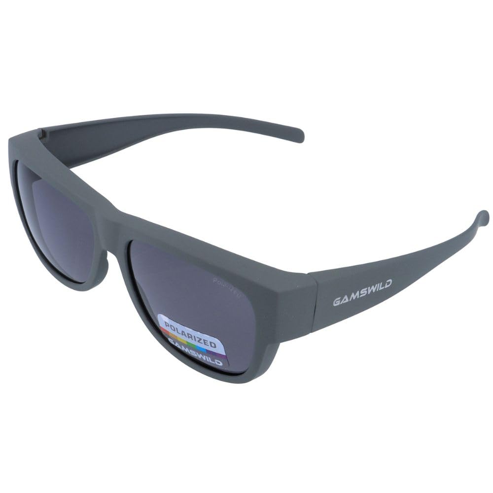 Gamswild WS6024 Überbrille - Sonnenbrille - Sportbrille - polarisierte bruchsichere Polycarbonatgläser mit 100% UV400 Schutz – 26g, Farbe: Grau
