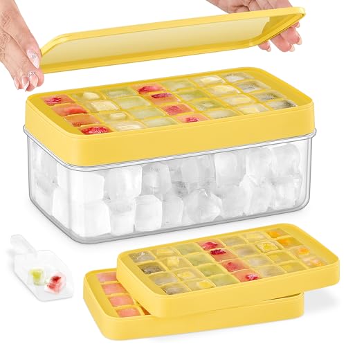 Bandeja para cubitos con tapa y contenedor, 54 piezas, amarilla miniatura 1