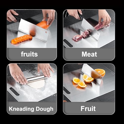 Kant Stainless Steel Cutting Board with Lip, Steel Cutting Boards for Kitchen Non-Toxic Dishwasher Safe Chopping & Kneading Board for Dough Meat/Vegetable/Fruit/Bread/Baking Gift-Ready(1PC-12X12 IN) by Fittakan - Used condition - Image 5