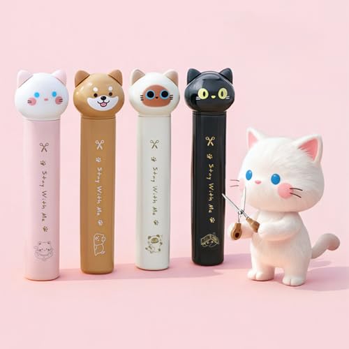 4Pcs Cat Mini Scissors Cute Folding Craft Scissors with Safety Cover