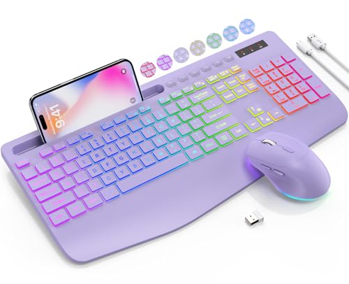 SABLUTE Wireless Keyboard and Mouse Combo with Phone Holder