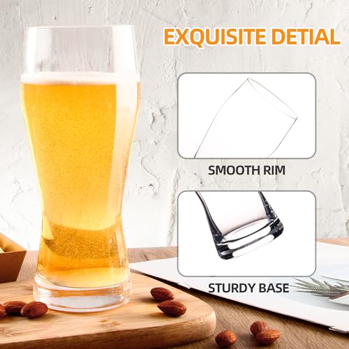 20oz Pilsner Beer Glasses Set of 6, Classic Beer Glass, Large Capacity Beer Cup, Stylish Beer Gifts, Beer Cups and Mugs - Image 3