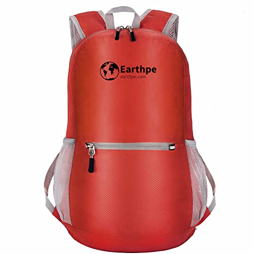Mochila ligera para senderismo resistente al agua roja miniatura 1