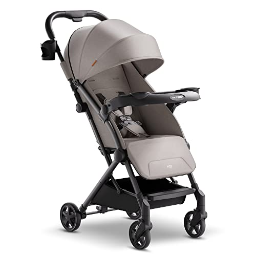 Mompush Lithe V2 Lightweight Stroller + Snack Tray, Ultra-Compact Fold & Airplane Ready Travel Stroller, Near Flat Recline Seat, Cup Holder, Raincover & Travelbag Included #TOP7