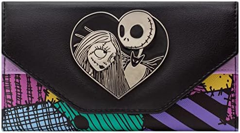 Nightmare Before Christmas Jack Sally Patchwork Coin and Card Purse Black