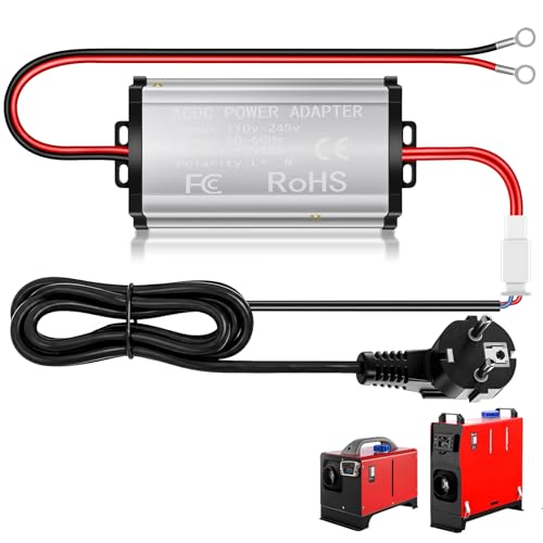 ZMCVOE Spannungswandler 230v Auf 12v 230v Auf 12v Spannungswandler für 5KW 8KW Diesel Luftheizung Tragbar 230 V Auf 12 V Wohnwagen Netzteil für Diesel Standheizung Garage Wohnmobil (EU Stecker)