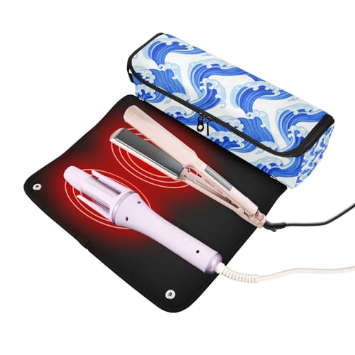 Bolsa de viaje para herramientas de cabello con tapete resistente al calor y soporte para planchas, rizadores y secador miniatura 2