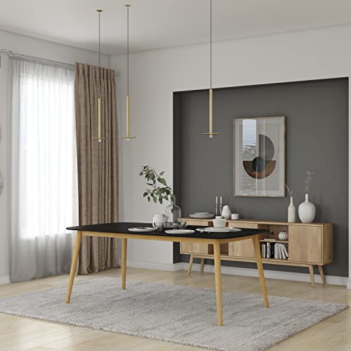 Amazonia | Eucalyptus Wood | Ideal for Patio and Outdoors | Black Chairs Vouvant 9-Piece Rectangular Dining Set - Thumbnail 3