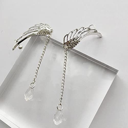 Wing Earrings Stud Micro-Set Fringed Rhinestone Earrings Angel Long Earrings Heart Cuff Earrings #TOP3