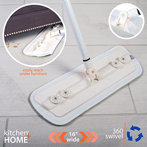 Kitchen + Home Flat Microfiber Dust Mop - 16" Washable Reusable Wet Or Dry Mop #TOP1