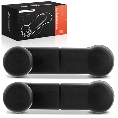 Image of A-Premium 2 Pcs Window Crank Handles Compatible with Ford F-150 Heritage, F-250 /F-350 /F-450 /F-550 Super Duty, E-150, E-250, Ranger & Lincoln Mark LT & Mazda B2300, Textured Black, Left and Right Side