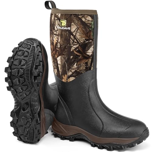 Image of Trudave Rubber Boots for Men & Women with Steel Shank, Mens Rain Boots Waterproof Insulated, Reliable 6mm Neoprene Warm Anti-slip High Traction Multi-season Dry Mud Boot for Outdoor, Work, Hunting