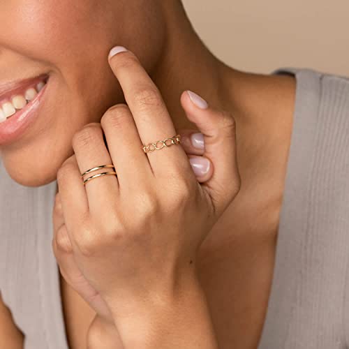Image of NOKMIT 1mm 14K Gold Filled Rings for Women Girls Thin Gold Ring Dainty Cute Stacking Stackable Thumb Pinky Band Non Tarnish Comfort Fit Size 4 to 11 1PC /2PCS /3PCS