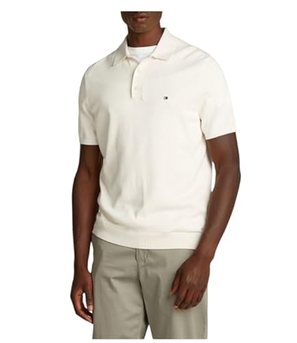 Thumbnail - Tommy Hilfiger Herren Poloshirt Kurzarm Essential Cotton Knitted Dick, Elfenbein (Ivory Petal), XL