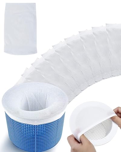 TPZORJX 20 Pièces Chaussette Skimmer Piscine,Chaussettes Filtrantes,Écrans,Réutilisable Chaussettes Filtre Piscine avec Maillage Ultra-Fin pour Capturer Feuilles,Cheveux,Huile,Cheveux(Blanche)
