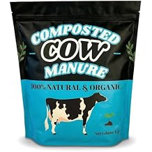 Organic Cow Manure Compost, Natural Fertilizer for Garden Beds, Raised Planters, Potted Plants, Lawn Care, Vegetable Gardens, Herbs, Flowers and Seedlings 4 Quart