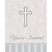 Creative Converting Devotion Cross You're Invited Christening Celebration Invitations, Silver, 8 Count