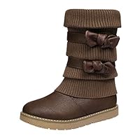 DREAM PAIRS Girl's Winter Snow Boots Faux Fur Lined Mid Calf Shoes,Size 13 Little Kid,Brown,KLOVE