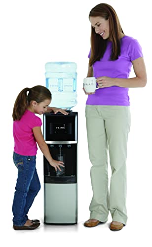 Primo Top-Loading Water Dispenser - 3 Temp (Hot-Cool-Cold) Water Cooler Water Dispenser For 5 Gallon Bottle W/Child-Resistant Safety Feature, Black And Stainless Steel, 3 Spout #TOP5