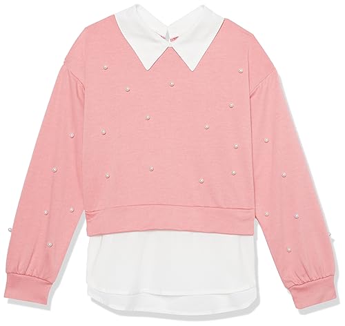 Speechless Girls' Two-fer Pearl Beaded Drop Shoulder Pullover