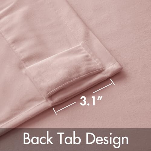 Image of MIULEE Light Pink Velvet Curtains 52x90 inches Luxury Blackout Curtains | Thermal Insulated, Super Soft Window Drapes for Bedroom Living Room, Rod Pocket & Back Tab