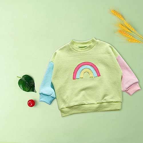 Moletom infantil com gola redonda e estampa de arco-íris para bebês meninos e meninas roupas de outo